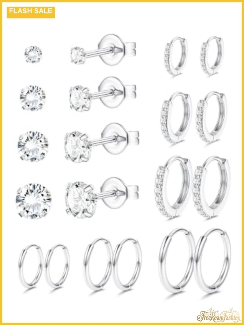 Hypoallergenic Earrings Set 10 Pairs Studs Hoops for Sensitive Ears